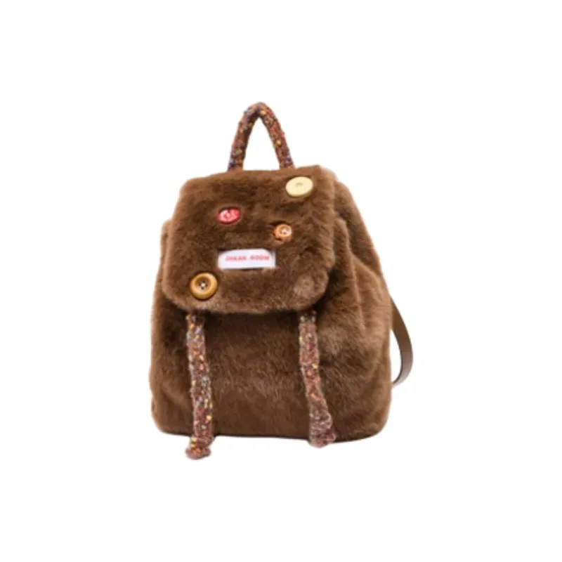 Three Blessings Fabric Backpack Medium Size Unisex Yellow/Brown/Premium White-5