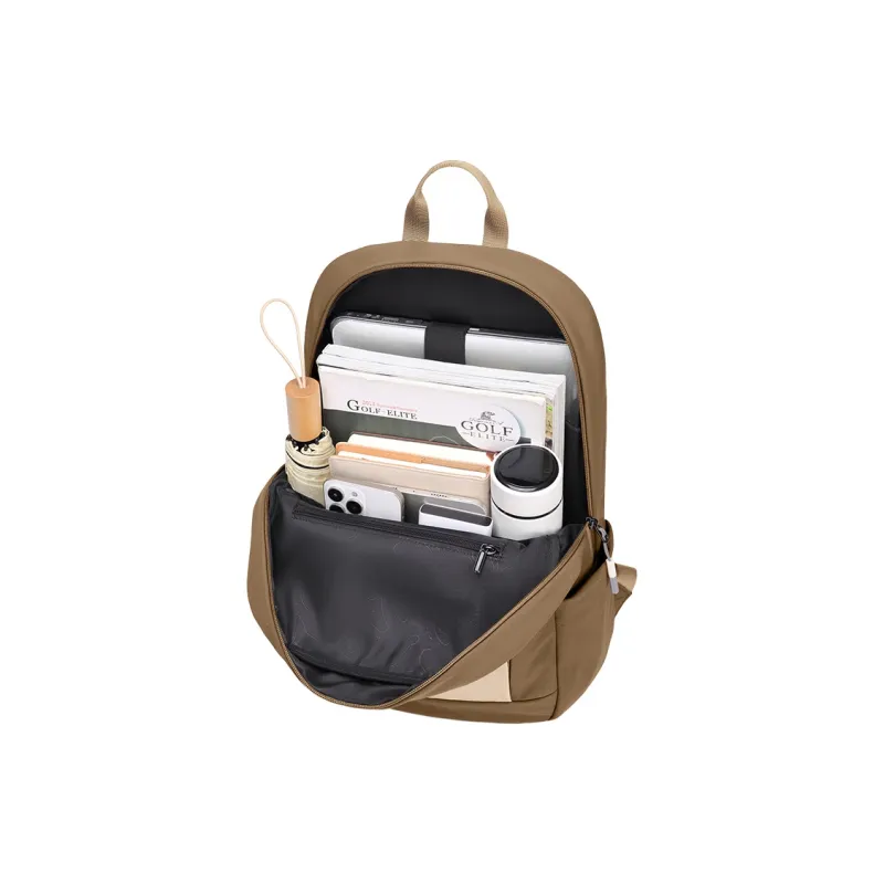 GOLF Fabric Backpack Large Size Unisex Ecru With Black/Macaron Tea Brown-8