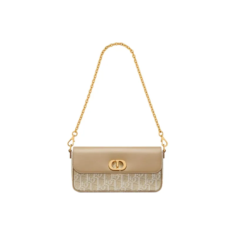 DIOR 30 Montaigne Cotton With Cow Leather Shoulder Bag Mini Women's Natural-1