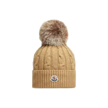 Moncler Wool Beanies Women's Light Brown