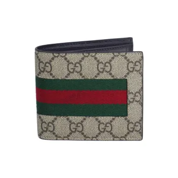GUCCI GG Supreme PVC Coated Canvas With Leather Wallet Men's Light Umber