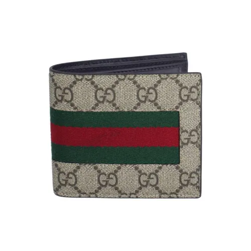 GUCCI GG Supreme PVC Coated Canvas With Leather Wallet Men's Light Umber