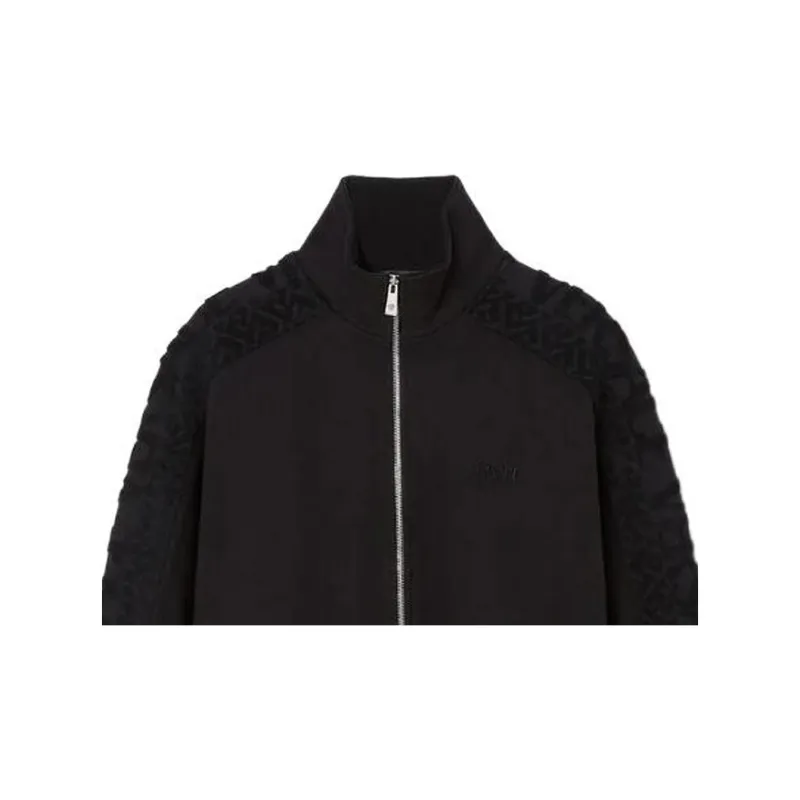 VERSACE Logo Embroidered Zip-Up Jacket-4