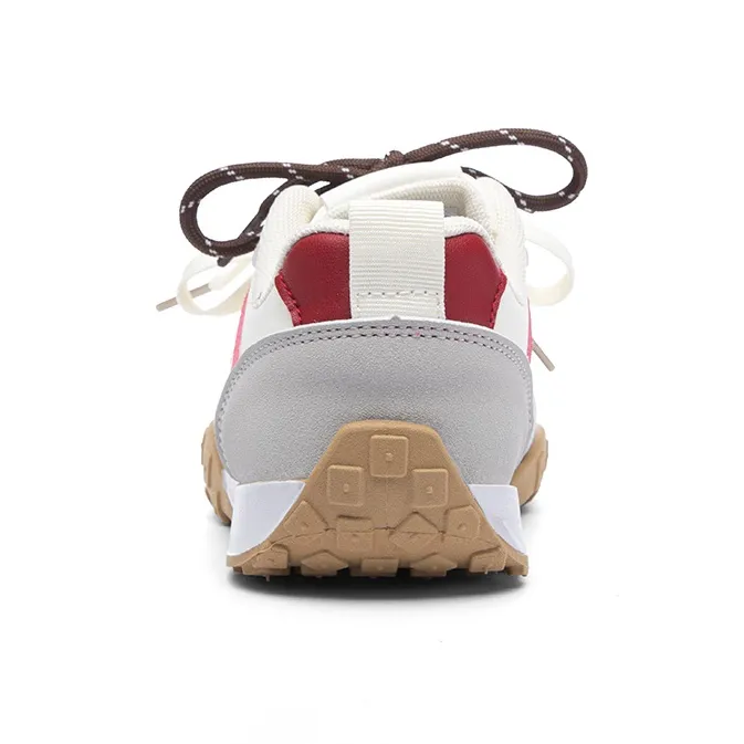 Warrior Anti Slip And Wear Resistant Height Increasing Low Top Casual Shoes Women's Beige Gray Red-3