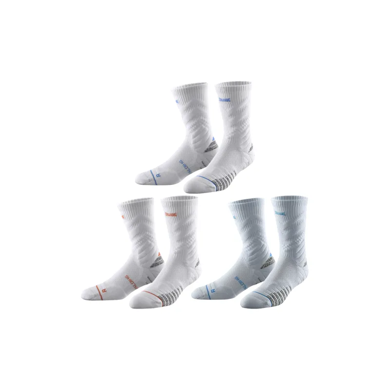 SPALDING Professional Basketball Socks Trendy Versatile Warm Elite Socks Comprehensive Training Unisex 3 Pack-12