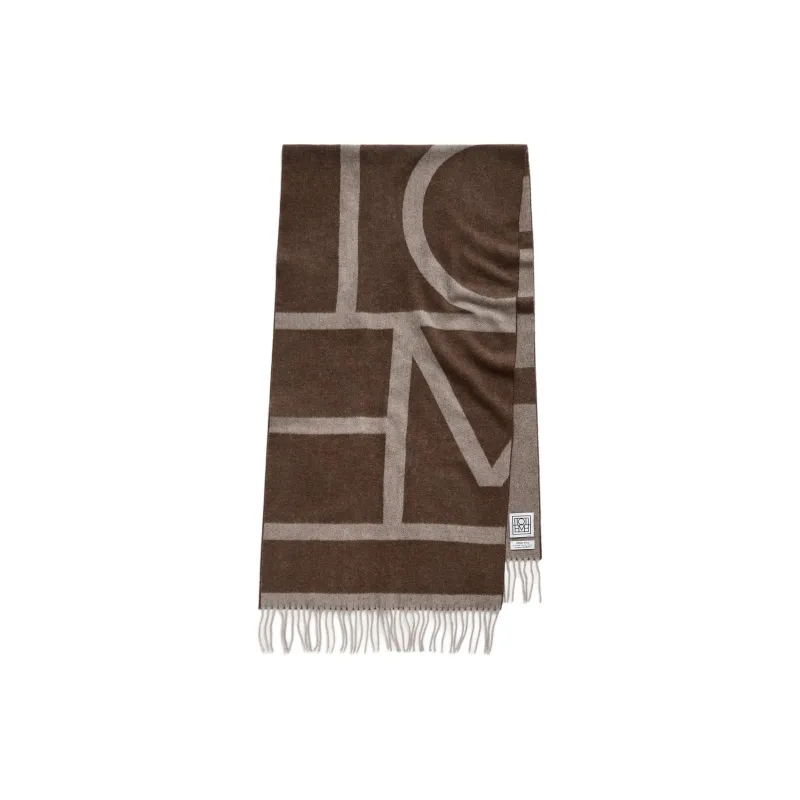 TOTEME Wool Knit Scarves Unisex Beige-0