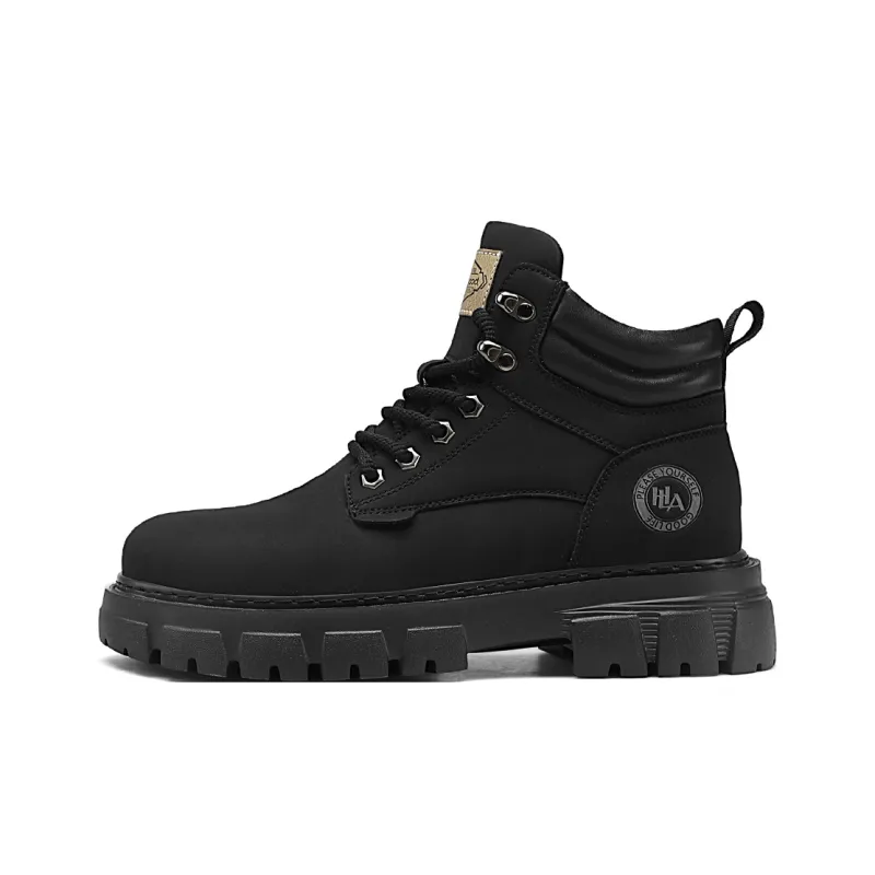 HLA Martin Boots Men Black/Earth Yellow/Dark Brown-0