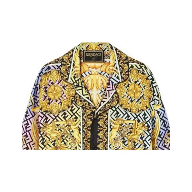 Fendi X VERSACE Shirts Men Yellow-4