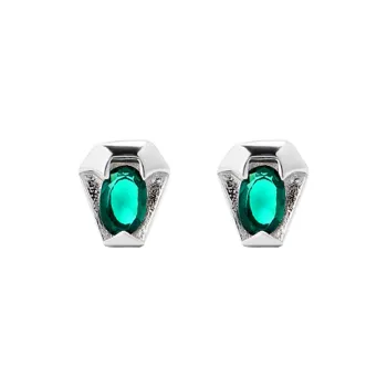 MAGICPOLE 999 Fine Silver Zircon Stud Earrings Men's