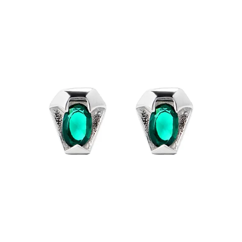 MAGICPOLE 999 Fine Silver Zircon Stud Earrings Men's-7