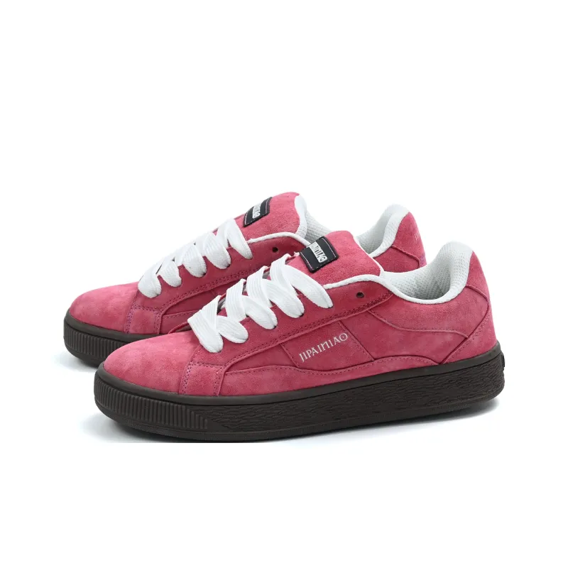 JIPAINIAO Low Top Skateboard Shoes Unisex Rose Red-2