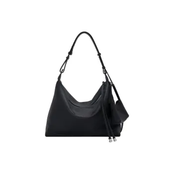 BEMIX PETS Top Grain Cow Leather Shoulder Bag Women's Black/Elephant Gray