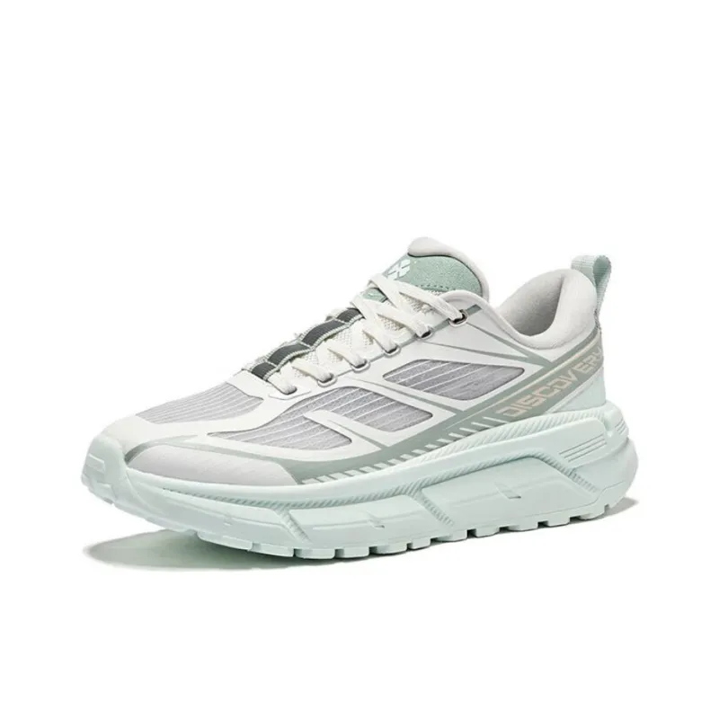 Erke Anti Slip And Wear Resistant Coverage Low Top Chunky Sneakers Women's White Green Gray-1