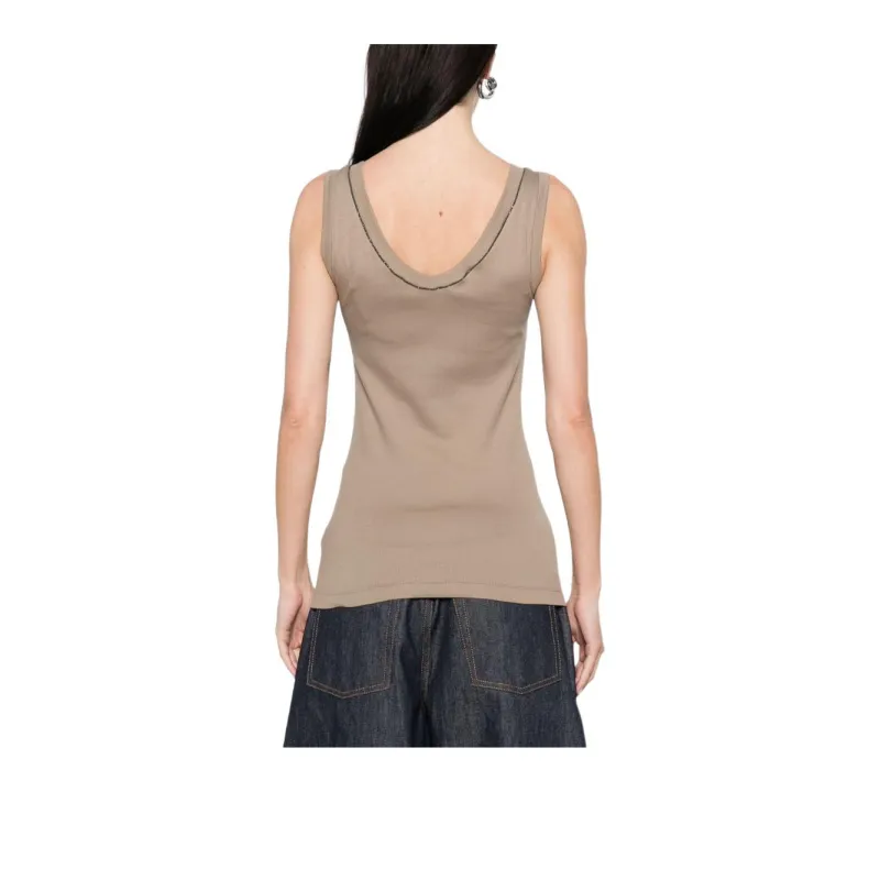 Brunello Cucinelli Embellished Trim Tank Top-2