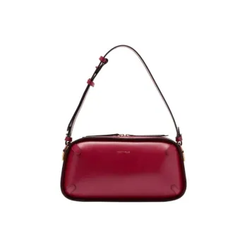 COCCINELLE Grain Leather Shoulder Bag Medium Size Women's Burgundy