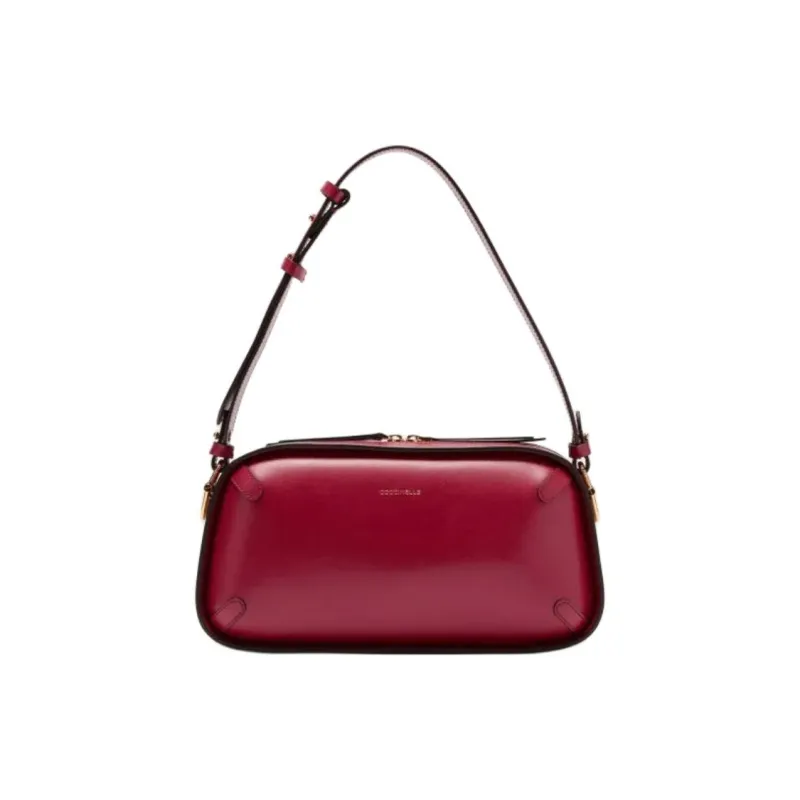 COCCINELLE Grain Leather Shoulder Bag Medium Size Women's Burgundy-0