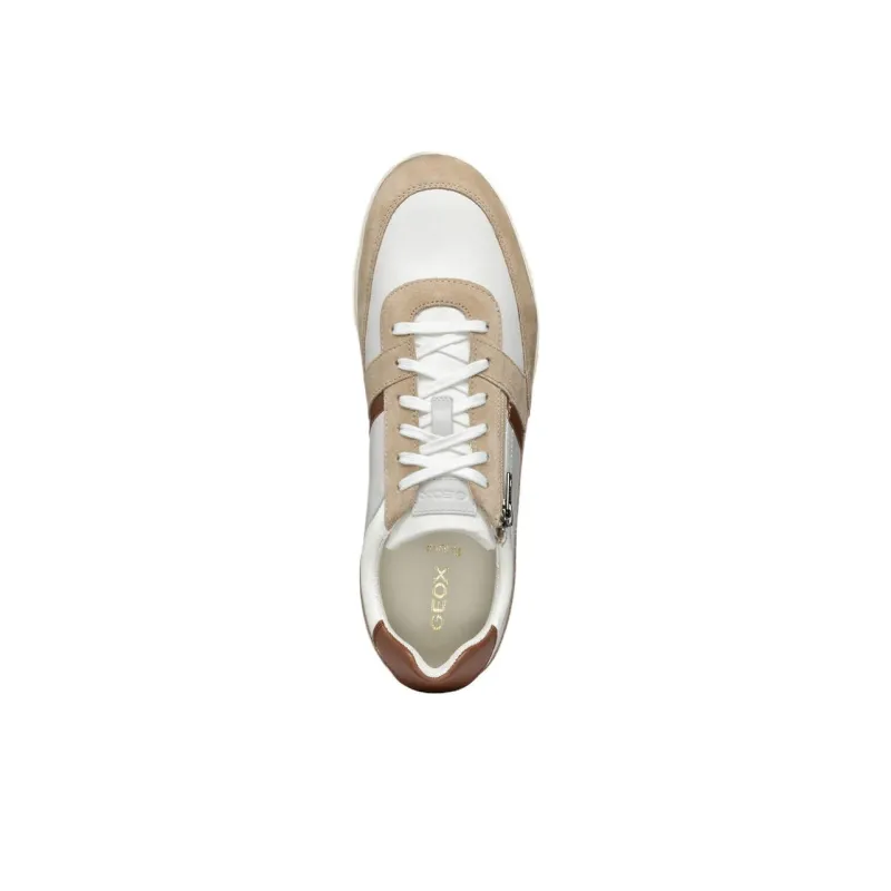 GEOX Renan Anti-Slip Wear-Resistant Low-Top Skateboard Shoes Men's White Brown-4