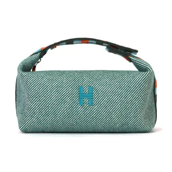 HERMES Bride a Brac Canvas Canvas Bag Toiletry Bag Small Size Women's Dark Green