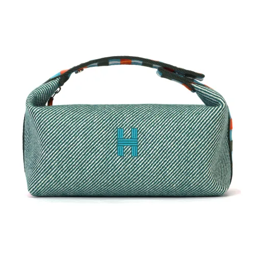 HERMES Bride a Brac Canvas Canvas Bag quilted Toiletry Bag quilted Small Size Women's Dark Green