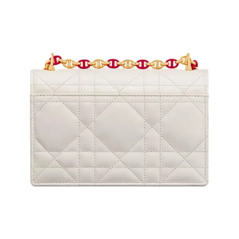 DIOR Caro Sheepskin Shoulder Bag Mini Women's Milk White-3