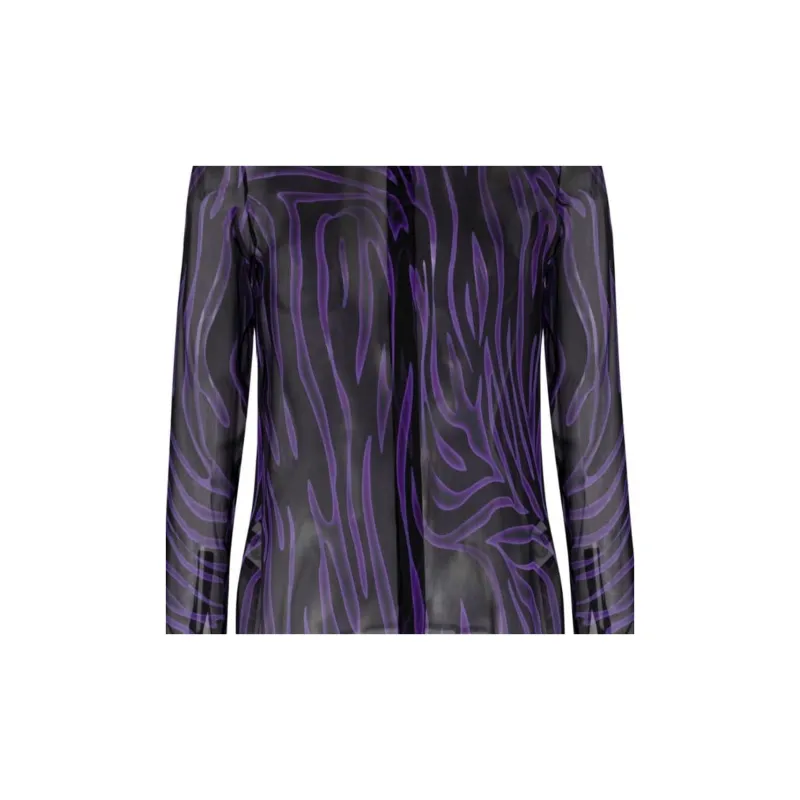 VERSACE Striped Buttoned Blouse-4