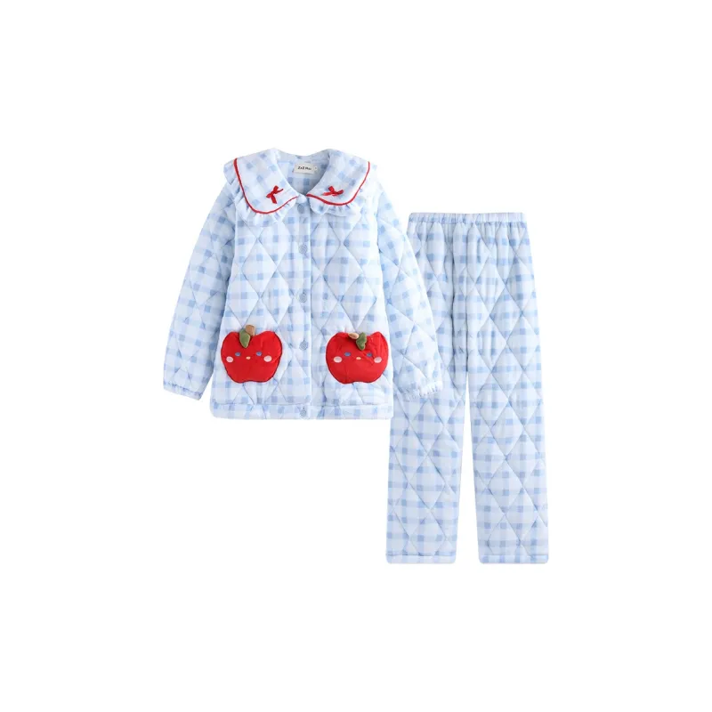 Wabi Town Pajama Set Women's Blue White-0
