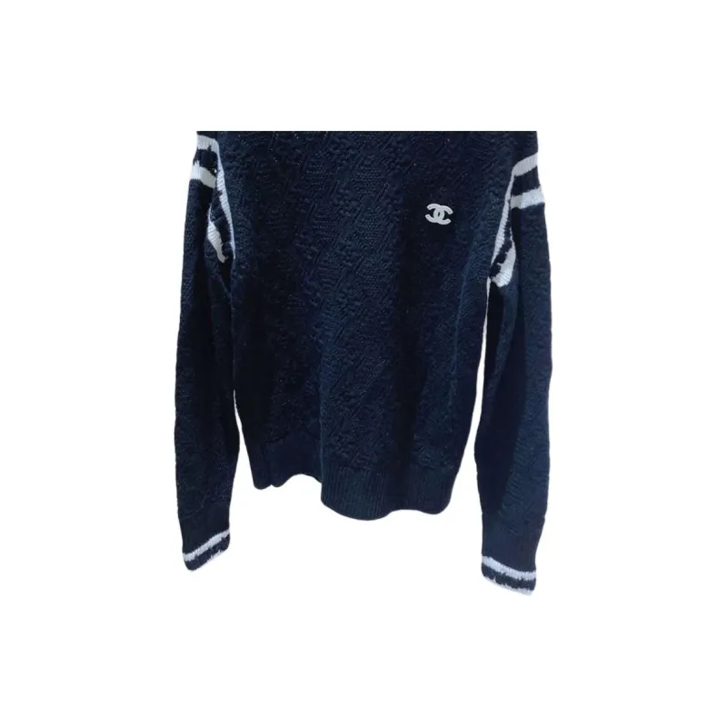 CHANEL Cashmere Sweater Women's Blue-3
