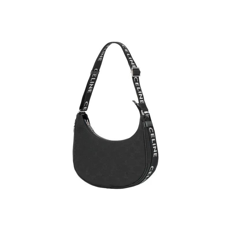CELINE Cow Leather Handbag Shoulder Bag Handbag Shoulder Bag Medium Size Men's Black-4