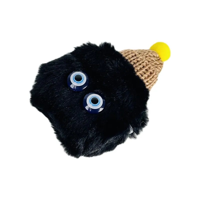 Wei Xin Apple AirPods 4/2/3/4th Generation/AirPods Pro/Pro 2 Plush Black Coal Ball Hats & Caps Headphone Cases-4
