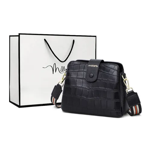 MILLIE'S Cow Leather Underarm Shoulder Bag, Crossbody Bag Women's Black