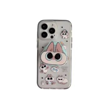 HUANBAOKE TPU Material Fun Cute Big Eye Cat Magnetic Stand Phone Case Compatible With Apple 14 Pro Max/15 Pro/11/13/12
