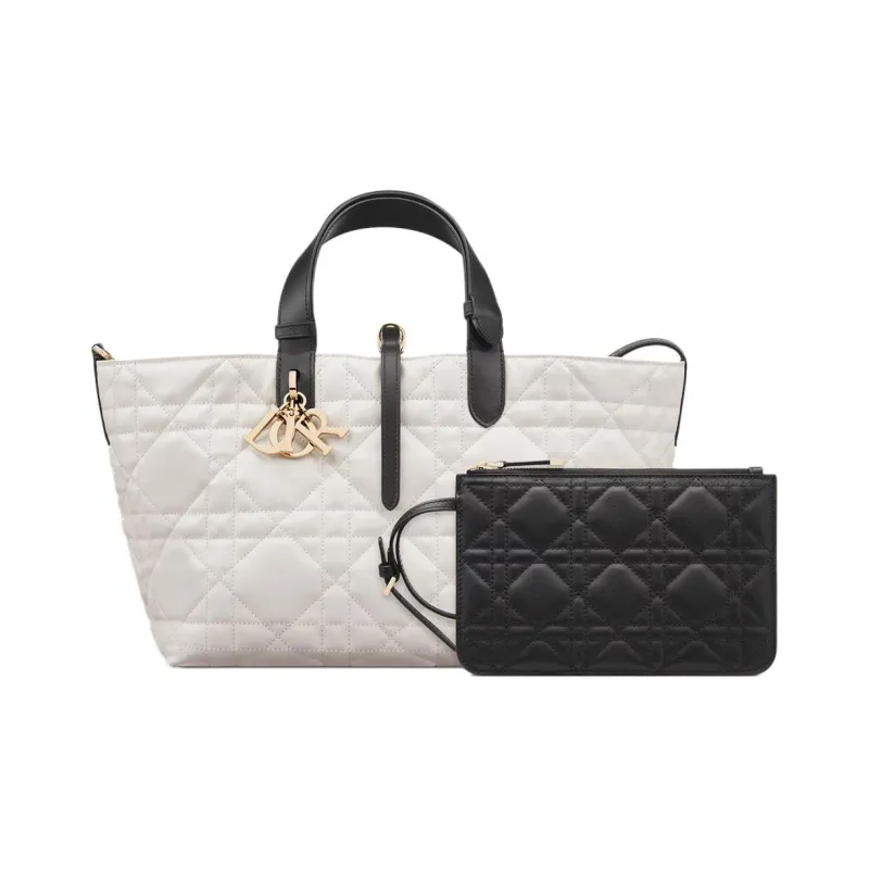 DIOR Toujours Cow Leather Handbag Medium Size Women's Milk White-2