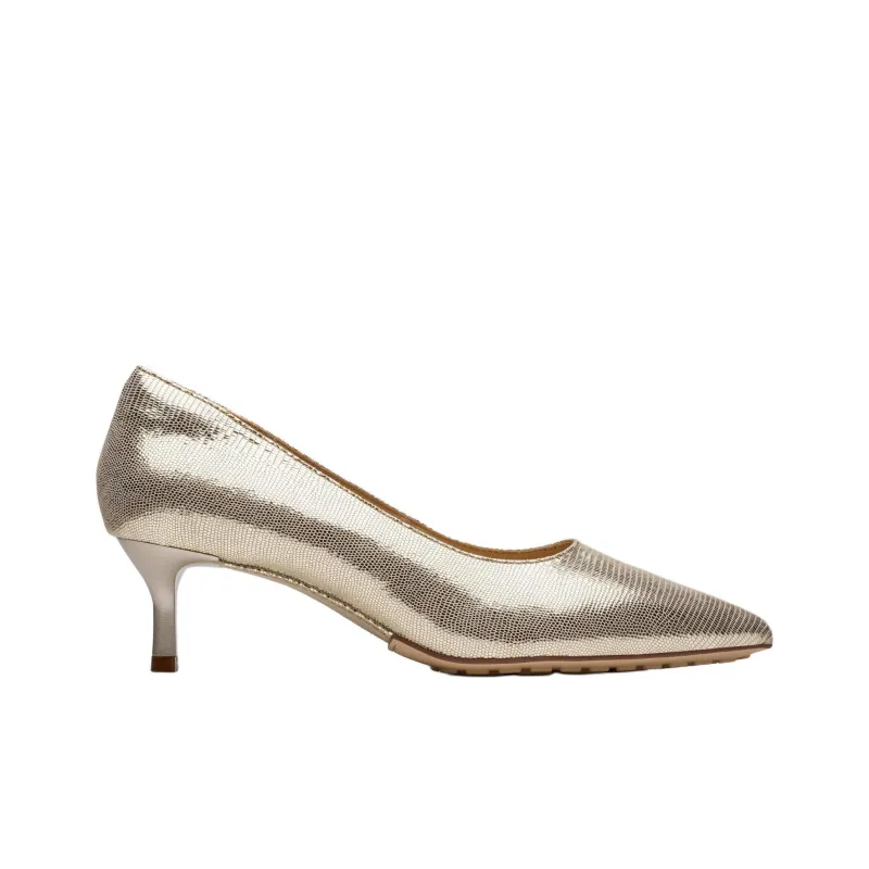 Clarks Adela Court Slim Heel High Heels 5.5cm Women's Gold-1