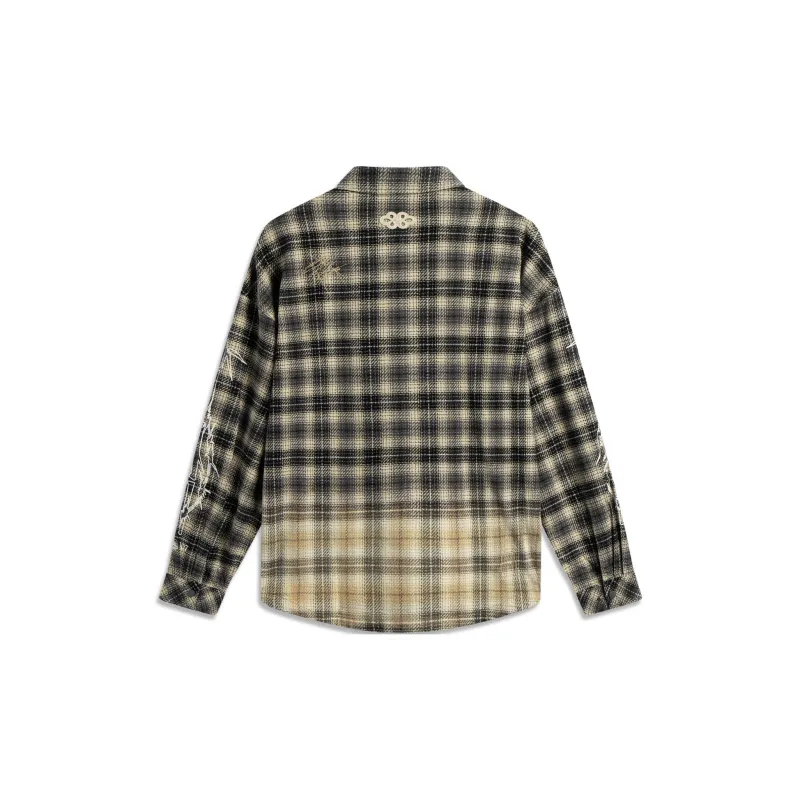 LiNing Basketball Collection Rebel Collection Shirt Men's Coal Smoke Gray Plaid-1