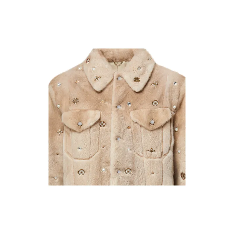 LOUIS VUITTON Made To Order Embellished Mink Trucker Jacket-1