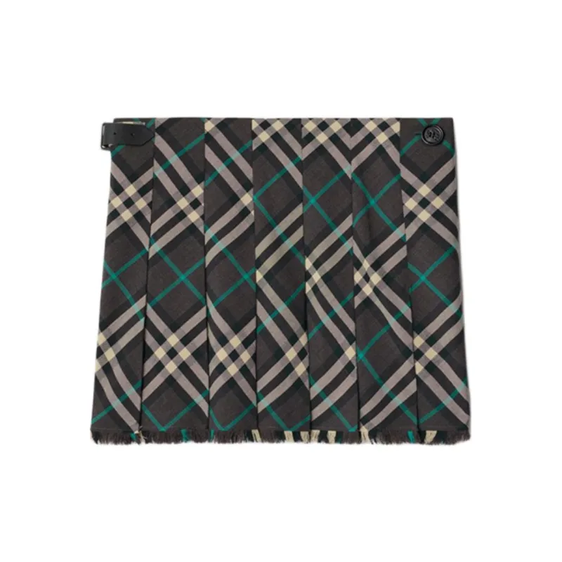 Burberry Check Pattern Frayed Edge Mini Skirt-1