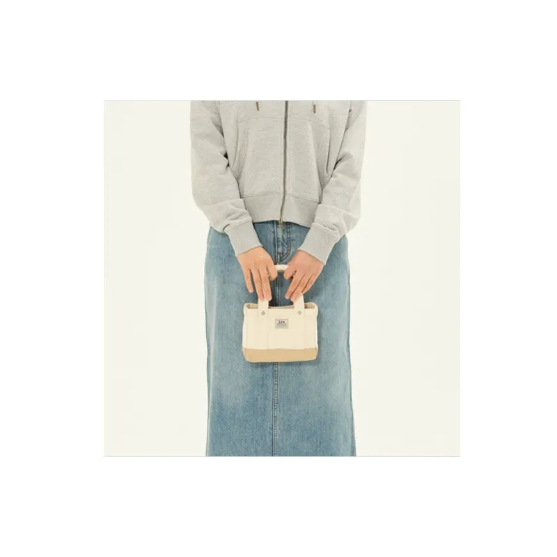 Lee Cotton Crossbody One Shoulder Handbag Mini Unisex Beige-2
