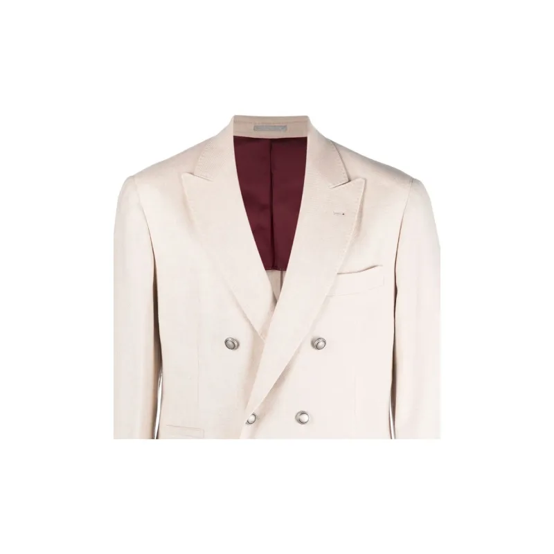 Brunello Cucinelli Peak Lapel Double Breasted Tailored Blazer-4