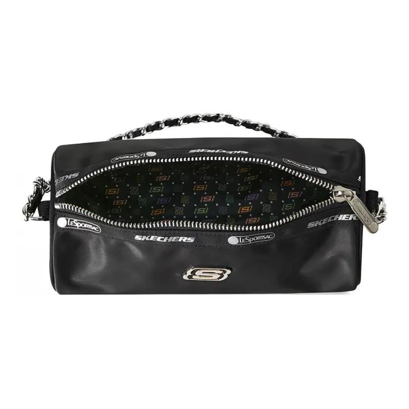 Skechers LeSportsac Poetry Joint Fabric Cylinder Bag Shoulder Bag Small Size Unisex Dark Blue Black-4