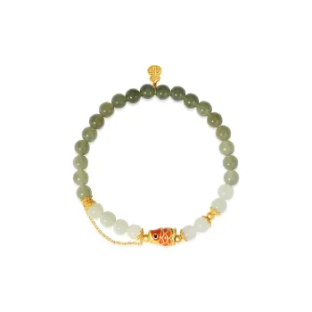 ZENGCAI New Chinese Style Jade Bead Bracelet S925 Silver Hand Accessory Pale Greenish White Jade Women's