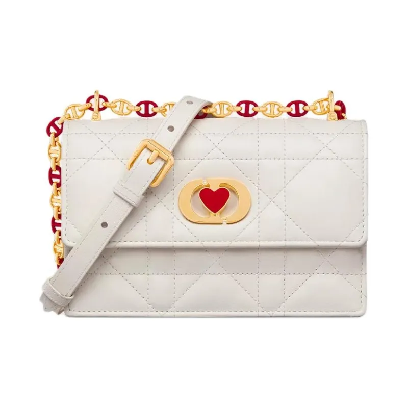 DIOR Caro Sheepskin Shoulder Bag Mini Women's Milk White-0