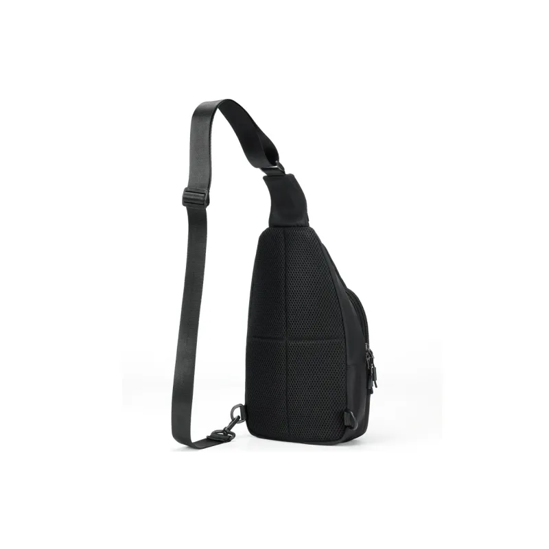 L&M Polyester Messenger Bag, Shoulder Bag, Crossbody Bag Regular Men's Black/Gray/Membrana Dermalis Black-3