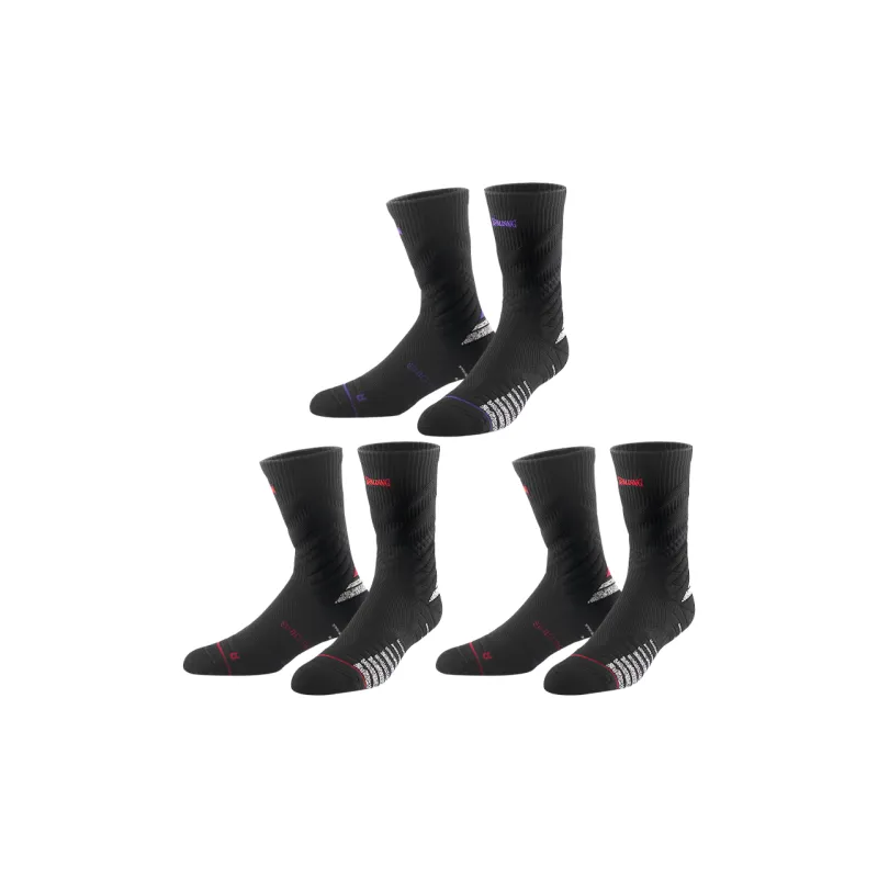 SPALDING Professional Basketball Socks Trendy Versatile Warm Elite Socks Comprehensive Training Unisex 3 Pack-6