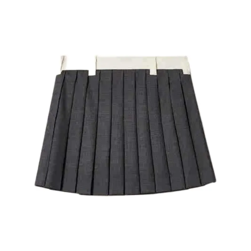 MIU MIU Logo Embroidered Pleated Mini Skirt-1