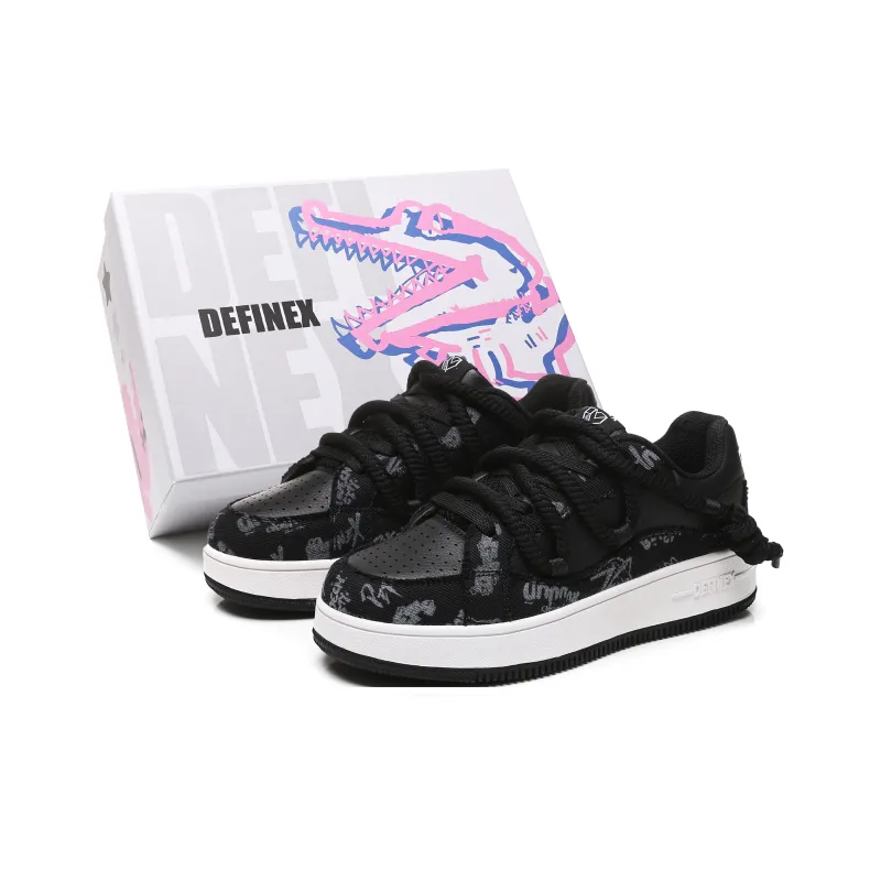 DEFINEX Skateboard Shoes Unisex Low Top White-7