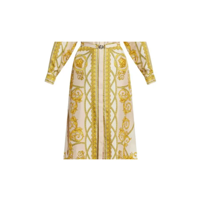 VERSACE Barocco Printed Long Sleeved Midi Dress-4