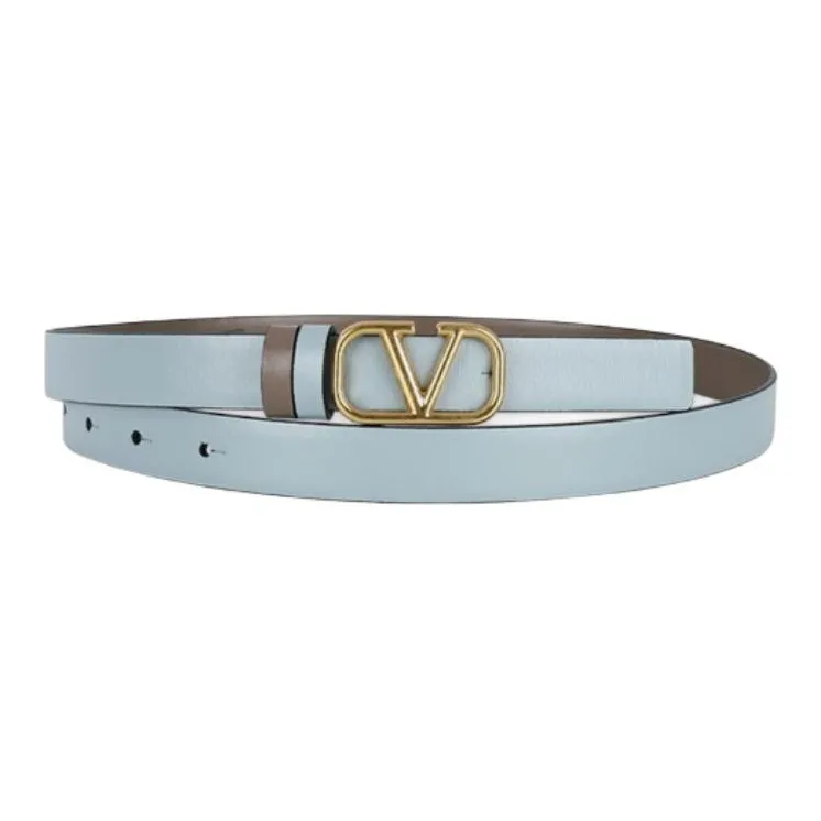 Valentino Cow Leather Leather Belts Women's Blue/Umber Width: 2CM-0