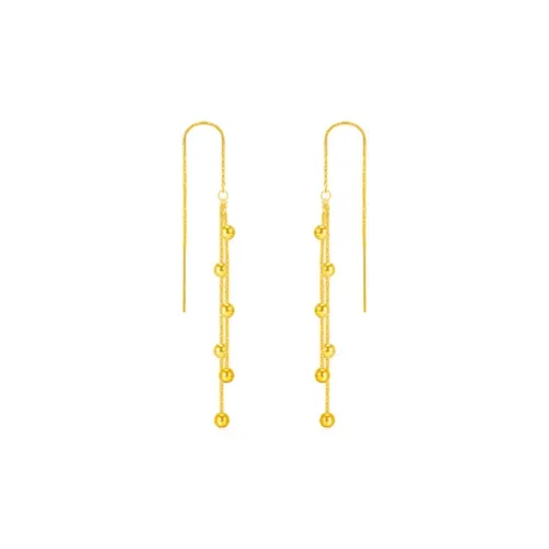 Old Qingyun Silver Building 18K Gold Drop Earrings Women's