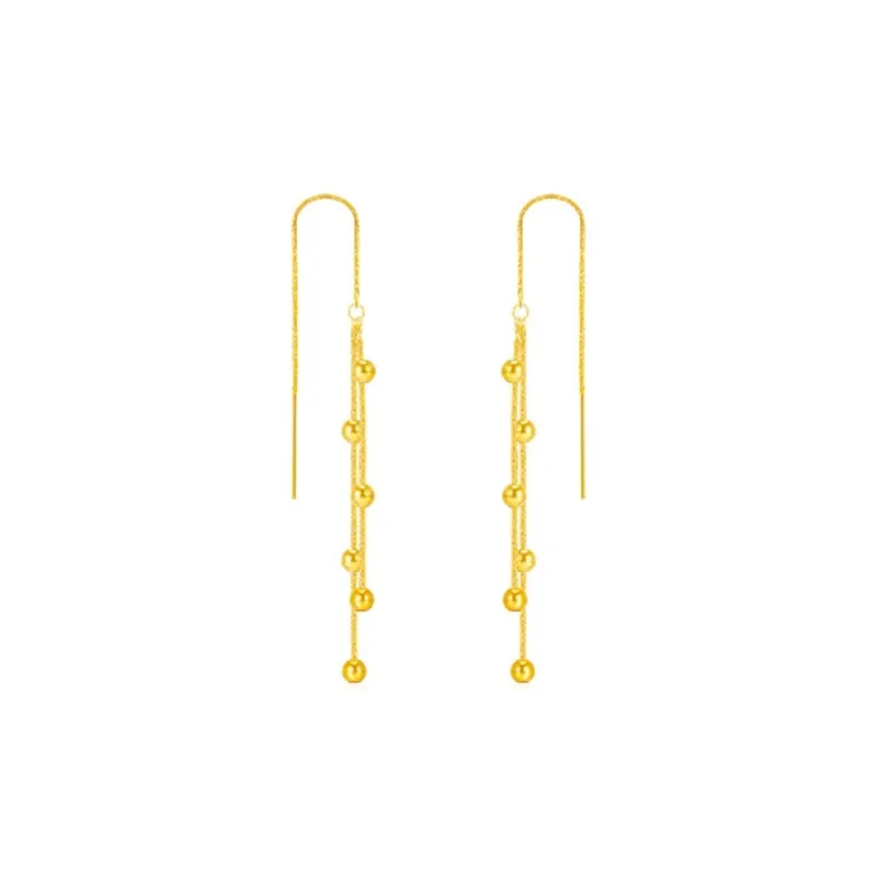 Old Qingyun Silver Building 18K Gold Drop Earrings Women's-0