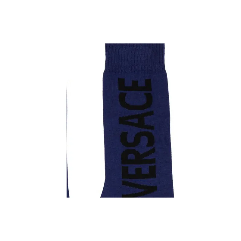 VERSACE Mid-Calf Socks Men's 1 Pack Blue-4